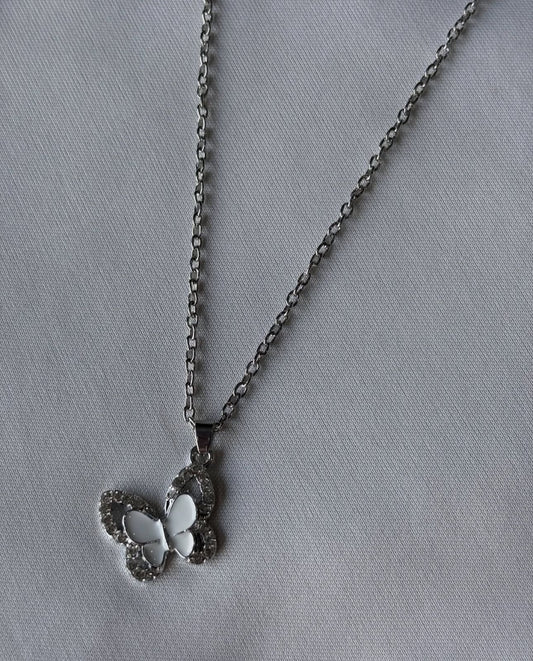WHITE BUTTERFLY NECKLACE